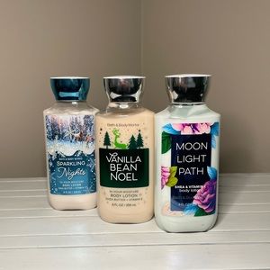 Bath & Body Works Lotions: Sparkling Nights, Vanilla Bean Noel, Moonlight Path